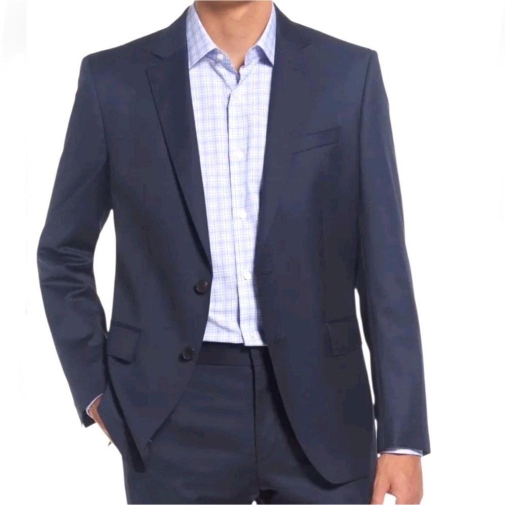 Hugo Boss Men Blazer Size 42 Regular Blue Scola HX Two Button Jacket